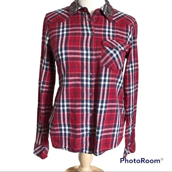 Guess Vintage Western Shirt - Gemstone Collar - Size Small - Picture 3 of 12